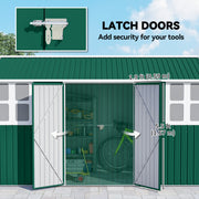 12' x 5.5' Metal Garden Storage Shed, Outdoor Tool Storage House with Lockable Door, Vents, Sloped Roof, Green