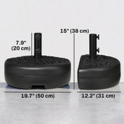 Plastic Half Round Umbrella Base, Sand or Water Filled Half Patio Umbrella Stand Holder 40lb Water or 46lb Sand, Black