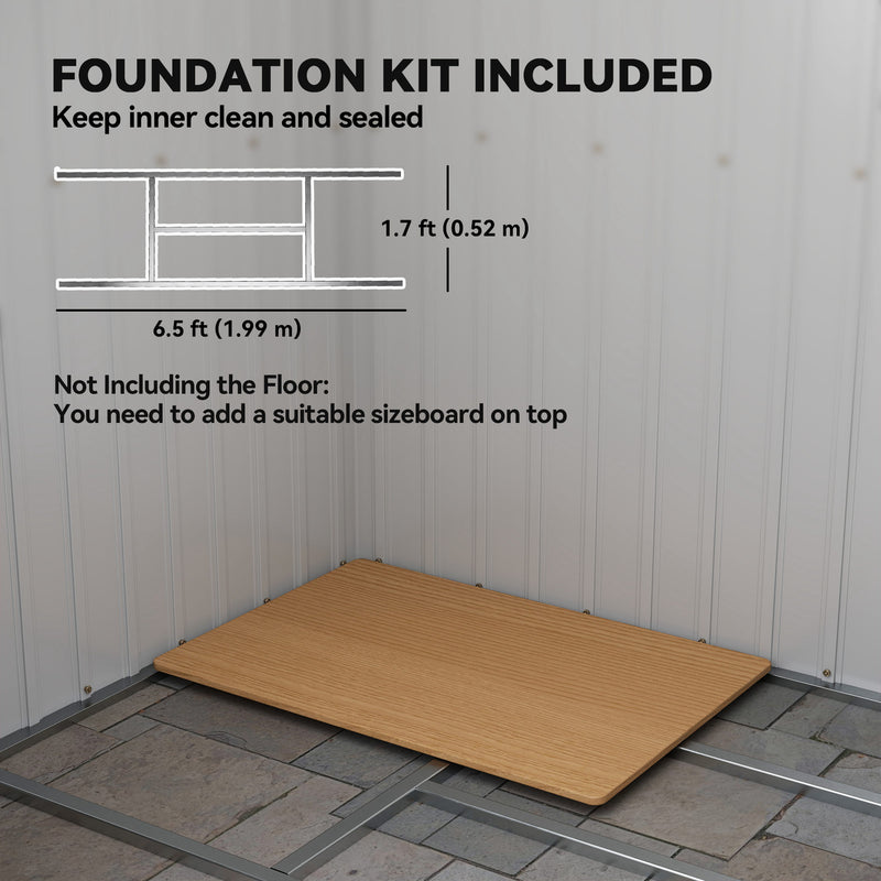 7' x 4' Galvanised Steel Garden Shed, with Foundation Kit - Green