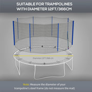 Soozier Trampoline Net Enclosure, Trampoline Netting Replacement with Zippered Entrance for 12ft Round Trampoline