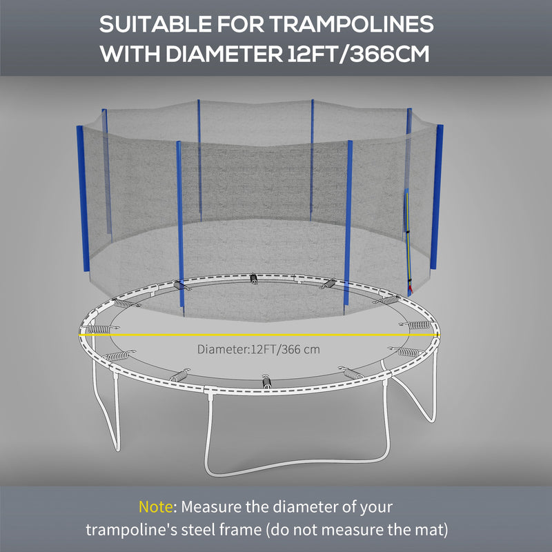 Soozier Trampoline Net Enclosure, Trampoline Netting Replacement with Zippered Entrance for 12ft Round Trampoline