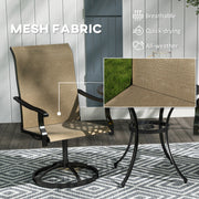 Outsunny - Outdoor Swivel Dining Chairs Set of 2, High Back Swivel Chairs with All Weather Mesh for Deck, Backyard, Poolside, Brown