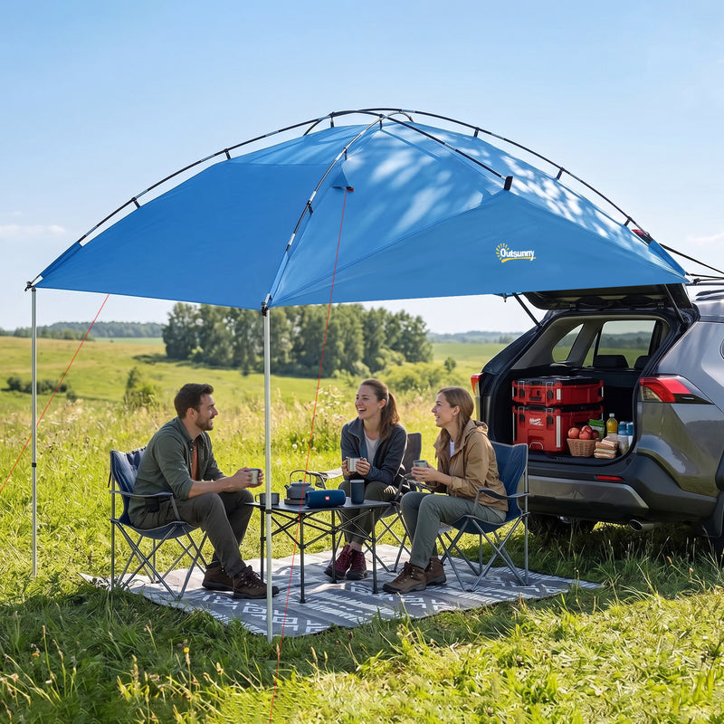 Outsunny - Car Awning Camping Tailgate Tent for SUV, 3000mm Waterproof Car Side Awning with Carry Bag, Light Blue