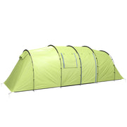 Outsunny - 6 Person Camping Tent with Porch, Large Family Tent with 2 Bedroom and Living Room, Light Green