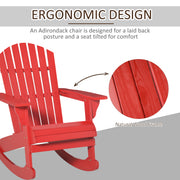 Outsunny - Wooden Adirondack Rocking Muskoka Chair with Slatted Wooden Design, Fanned Back and Classic Rustic Style, Red