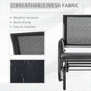 Outsunny - Patio Glider Outdoor Glider Chair with Breathable Mesh Seat & Backrest, Armrests and Metal Frame, Black