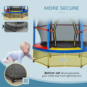 Aosom 55" Kids Trampoline with Enclosure Net for Indoor/Outdoor, Trampoline for Boys and Girls Age 3-6 Years, Multi-Coloured