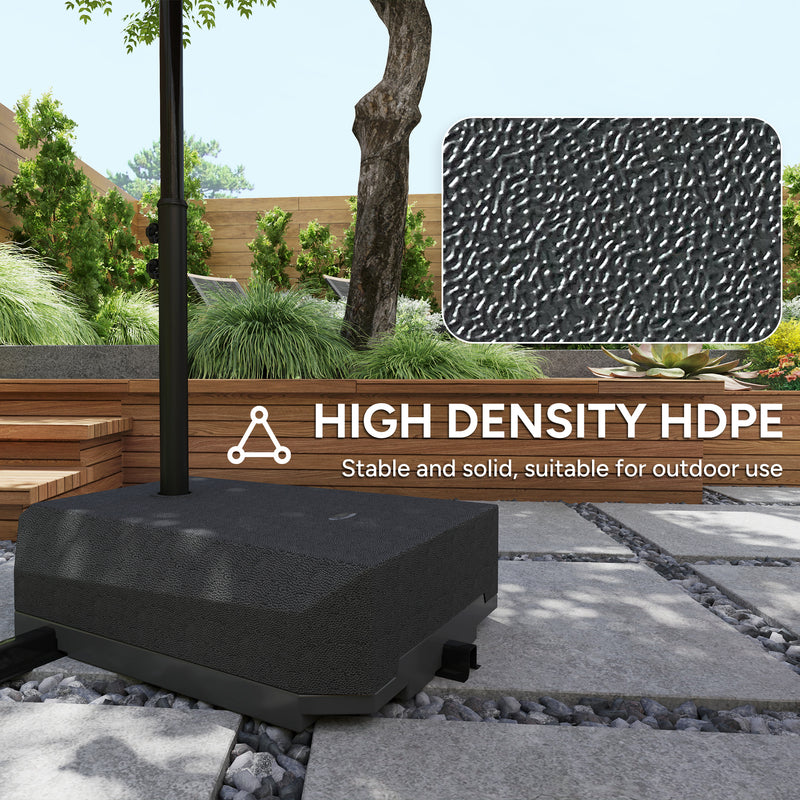 Outsunny - Umbrella Base Plastic Umbrella Stand for Cantilever Umbrella with Wheels, Heavy Duty Umbrella Stand, Water/Sand Filled, Black — 84D-279V00BK