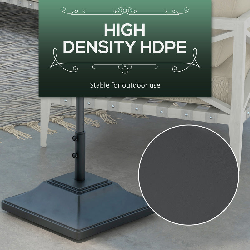 Outsunny - Square Umbrella Base with Wheels, 99 lbs Water or 132 lbs Sand Filled, with Double Adjustable Knob, Black — 84D-290V00BK