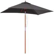 Outsunny - 6.6x5ft Square Market Parasol, Wooden Patio Umbrella with Tilt Mechanism and 6 Bamboo Ribs, Garden Sunshade, Dark Grey