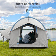 Outsunny - 2000mm Waterproof SUV Tent, Car Tent with 3 Doors and Mesh Window, for 5-6 Person Camping Travel, Grey and Blue