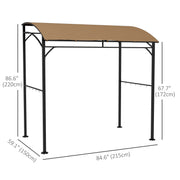 Outsunny - 7' x 5' Garden Grill Canopy, BBQ Grill Gazebo Tent with Steel Frame and Hooks, Outdoor Sun Shade, Dark Brown